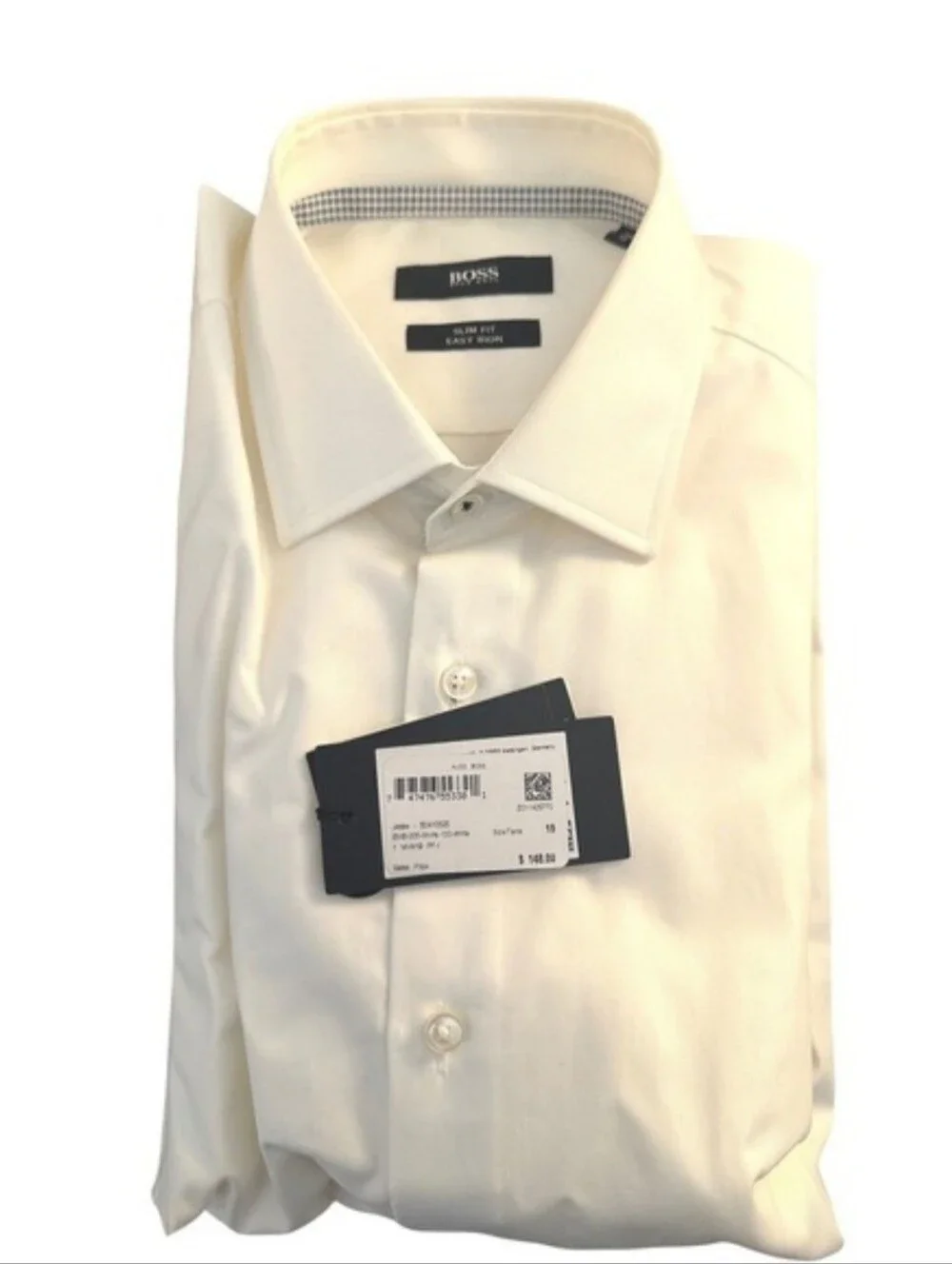 HUGO BOSS Men's White Slim Fit Easy Iron Jasse Dress Shirt Size 15 New with tags
